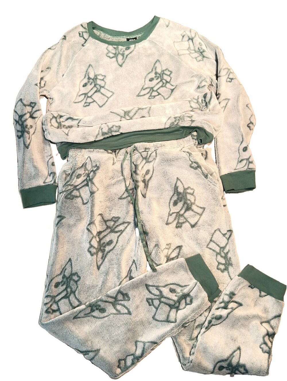 Grogu Baby Yoda Pajama Pants Set Womens Medium Soft Plush Fuzzy Fleece Thick